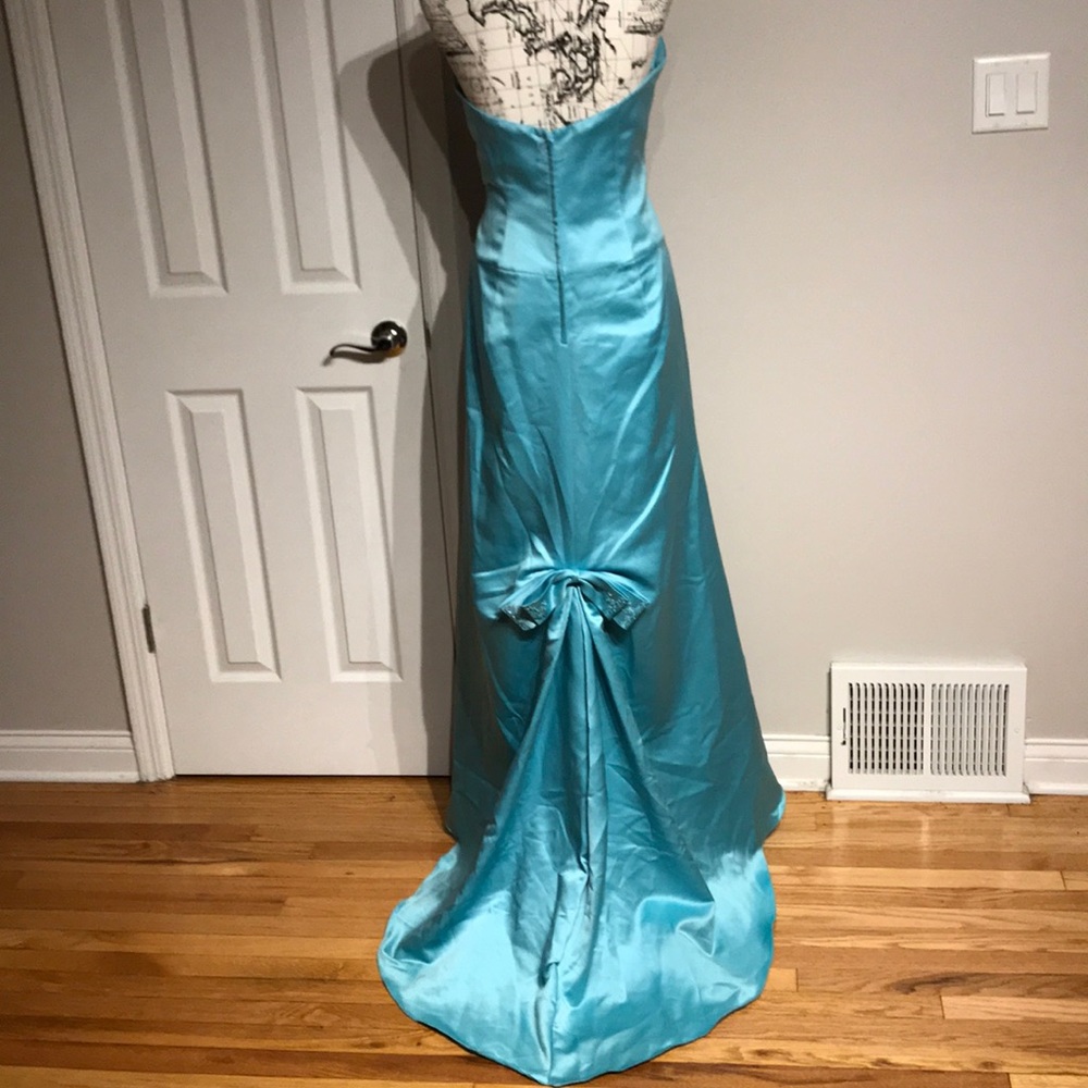 Alfred Angelo Vintage Satin y2k Mermaid Bow Formal Evening Aqua Wedding vibrant